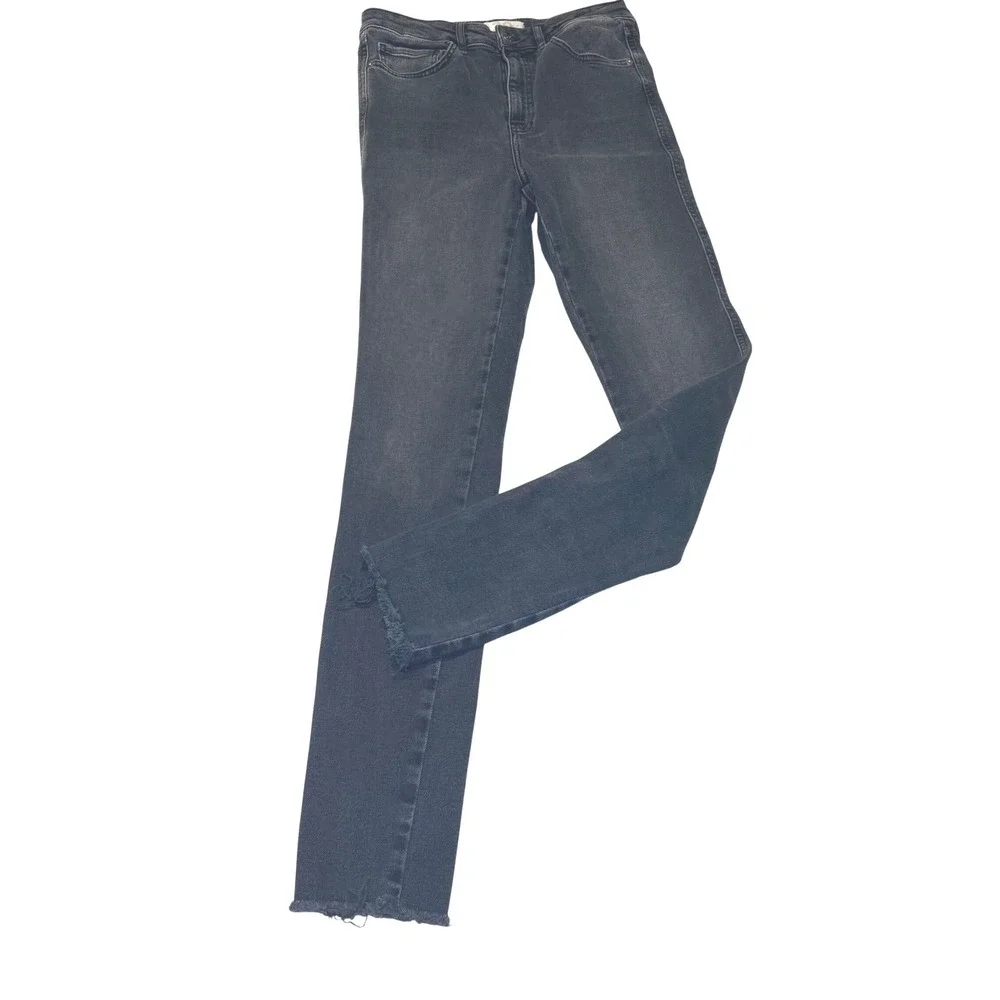 Free People We The‎ Free Skinny Jeans Faded Black Charcoal Raw Hem Size 29